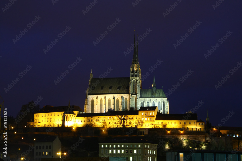 Brno cathedral in the night