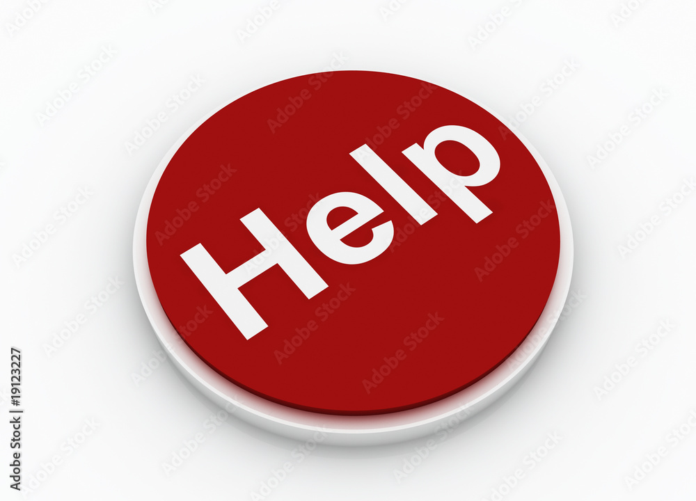 Red Help button isolated on white background Red Help button isolated on white background