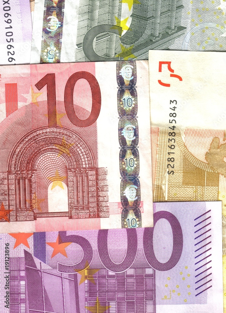 Plakat Detail of money, bunch of euro banknotes