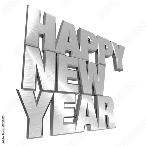 Happy New Year Metallic Text