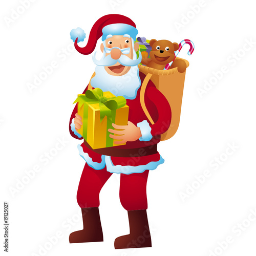 Santa Claus with gifts and sack