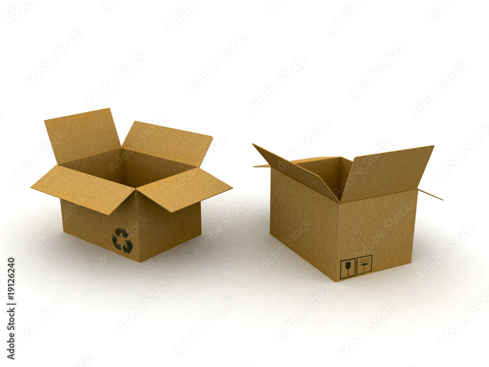3d cardboard box isolated with symbol