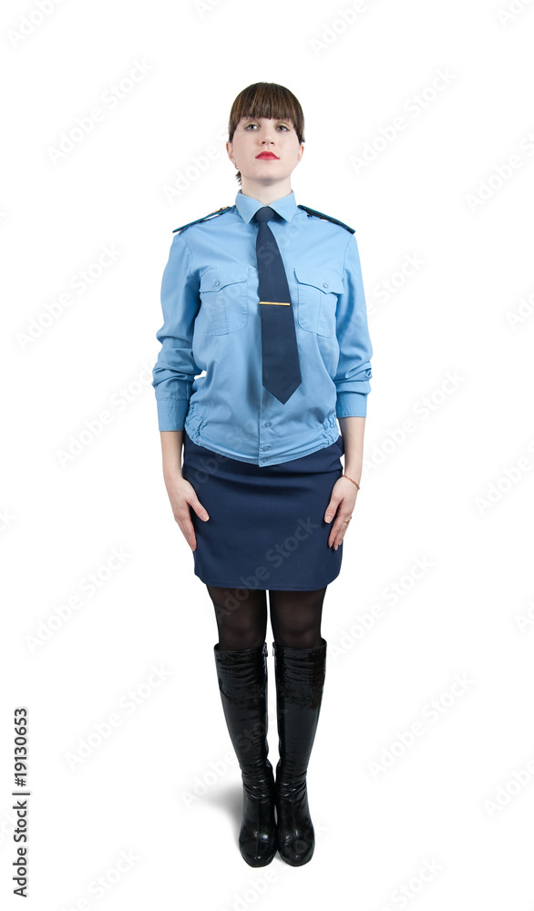 Fototapeta premium woman in uniform over white