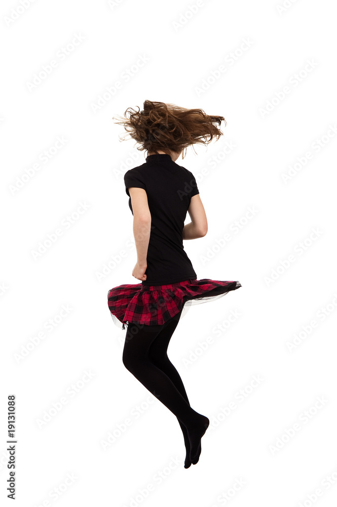 Girl jumping, dancing isolated on white background Girl jumping, dancing isolated on white background