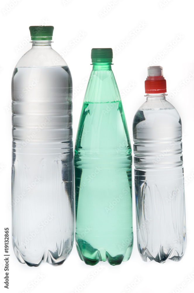 Group of mineral soda water bottles Group of mineral soda water bottles