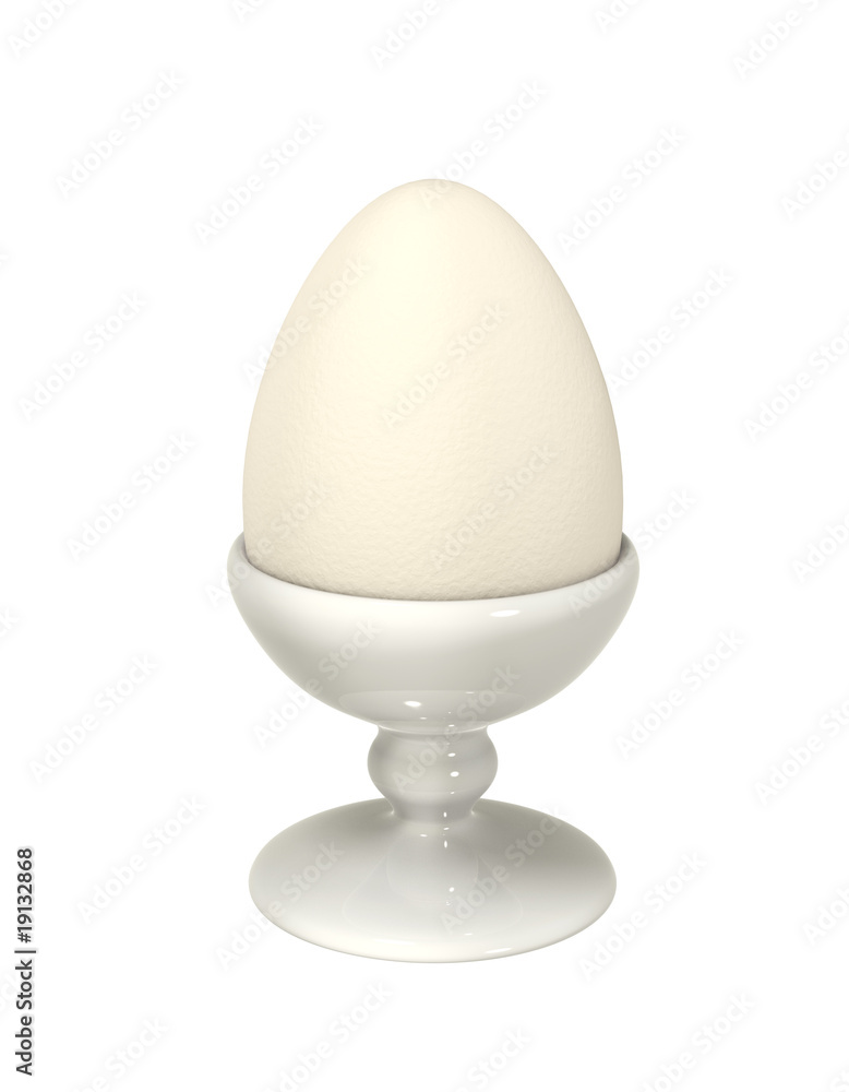 Ein Weißes Ei in einem Eierbecher aus Porcelan. Ein Weißes Ei in einem Eierbecher aus Porcelan.