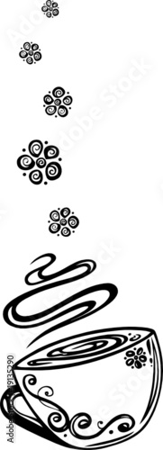 Kaffee, Cafe, Blumen, floral, Ranke, Kaffeetasse, coffee