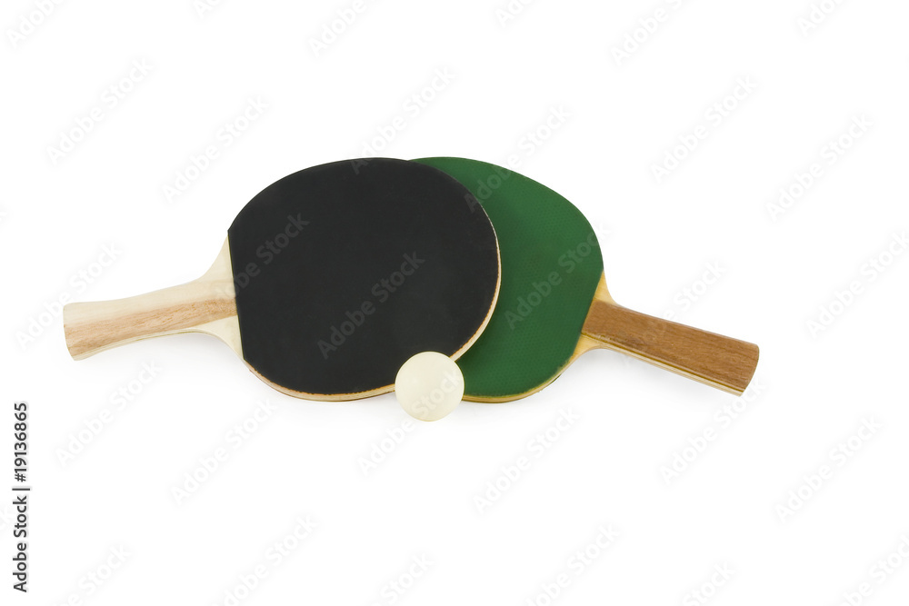 Table tennis rackets and ball isolated on white background Table tennis rackets and ball isolated on white background