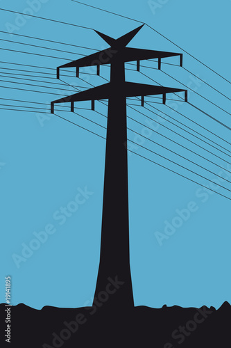Silhouette von einem Strommast