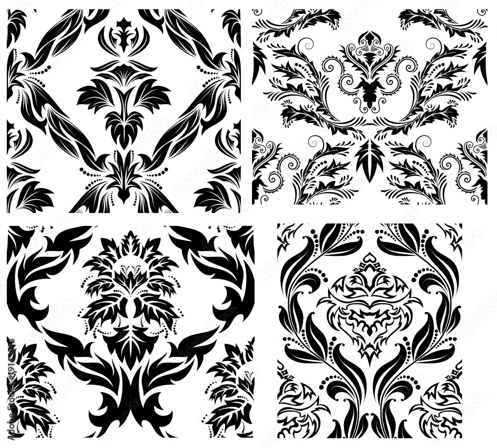 damask seamless patterns set damask seamless patterns set