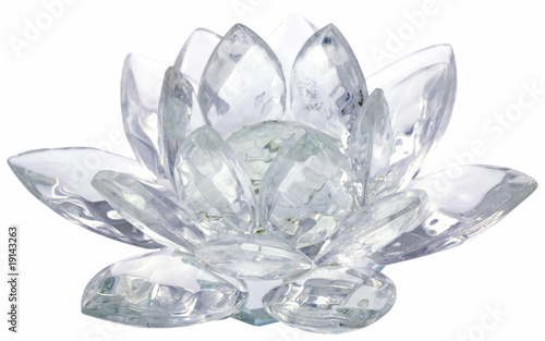 fleur lotus cristal roche verre fond blanc