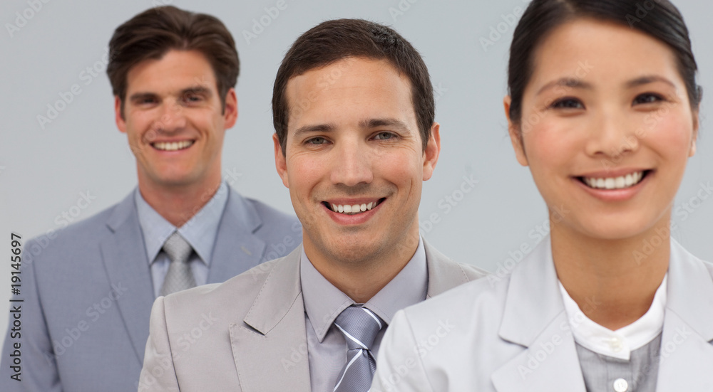 International business associates in a line International business associates in a line