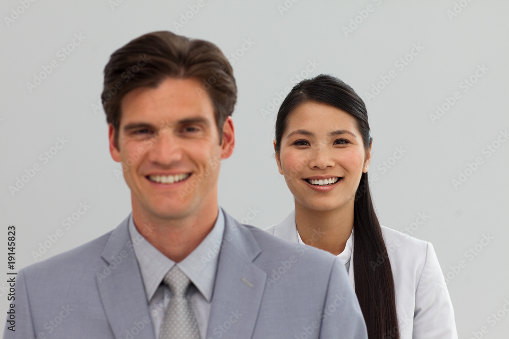 International Business people standing in a line International Business people standing in a line