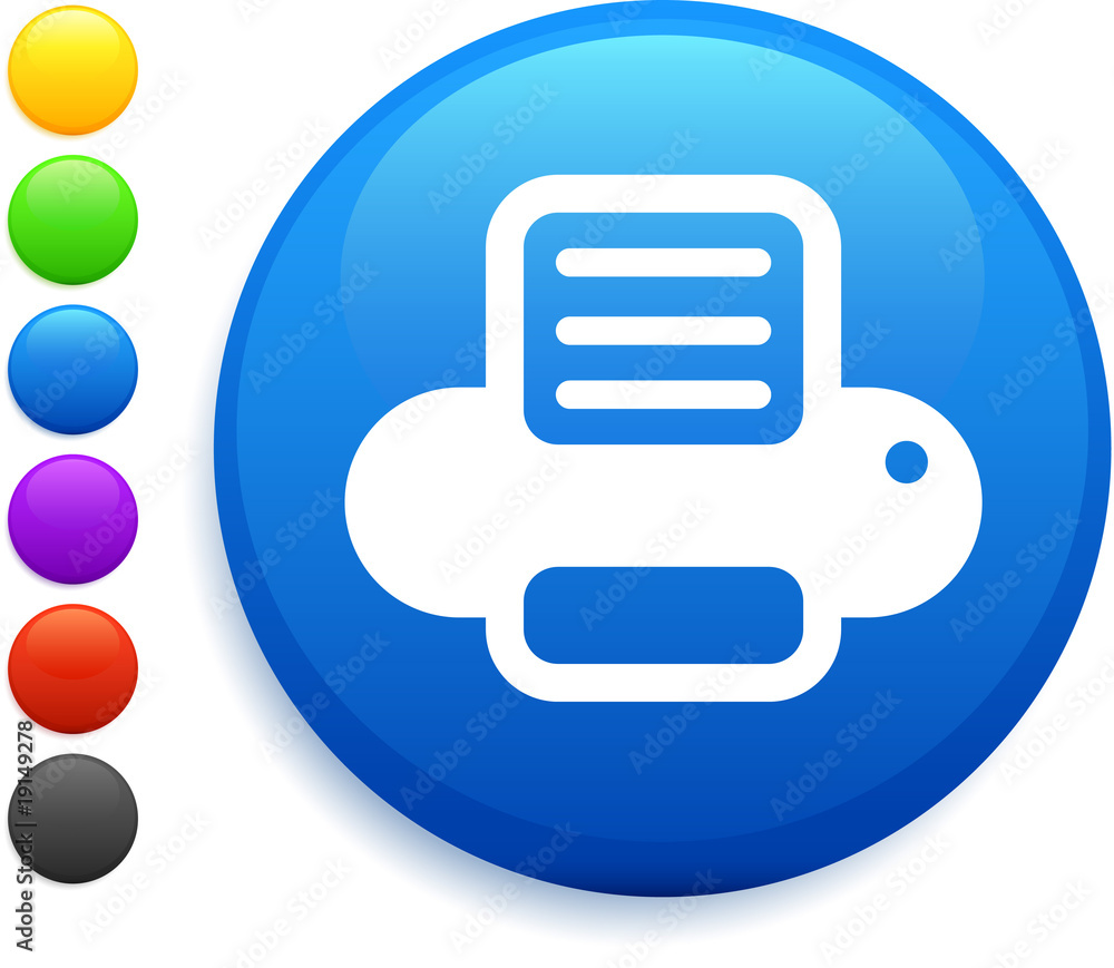 printer icon on round internet button printer icon on round internet button