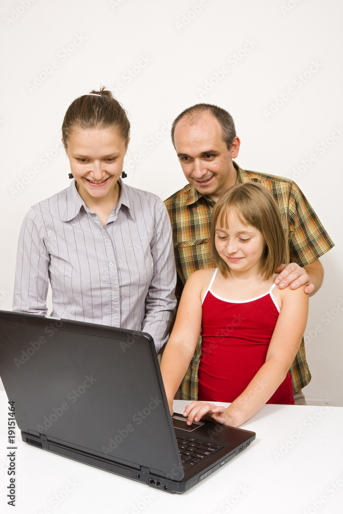 Family and laptop