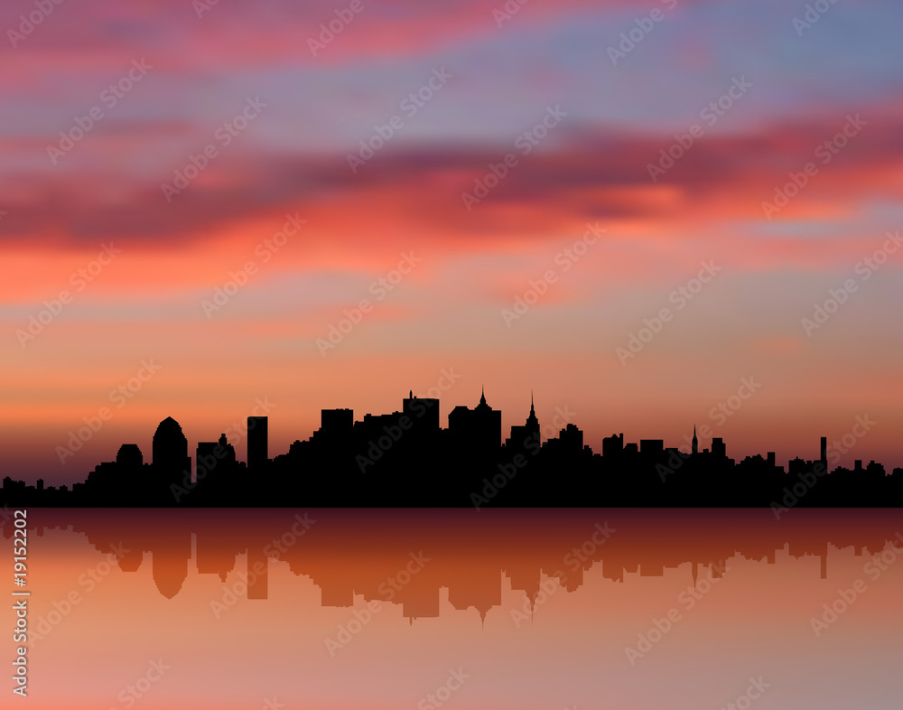 New York city Skyline sunset internet background