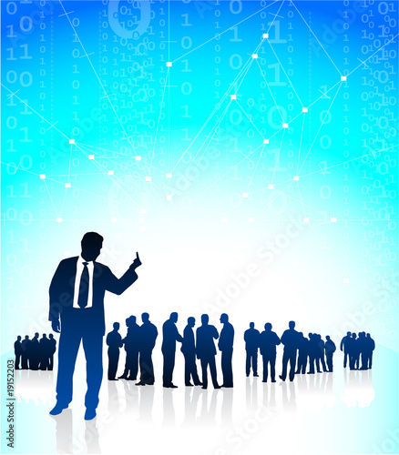 Business executive showing the middle finger