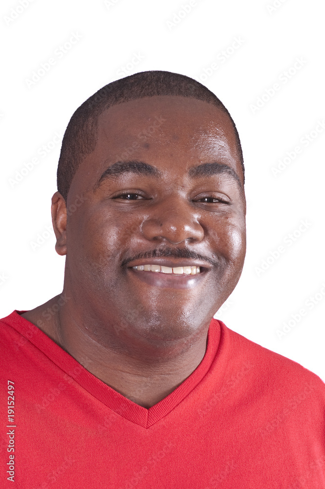 Happy, smiling African American on white Happy, smiling African American on white