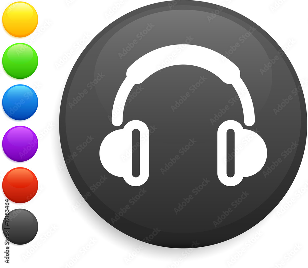 headphone icon on round internet button headphone icon on round internet button