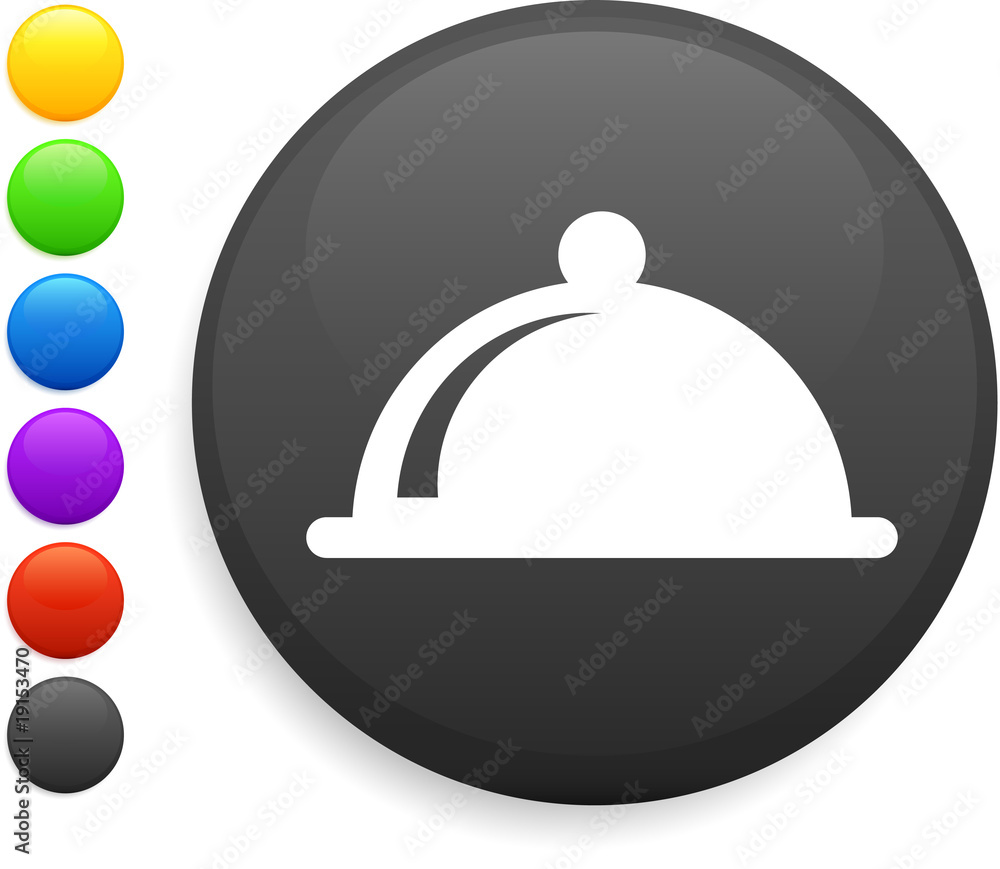 dinner platter icon on round internet button dinner platter icon on round internet button