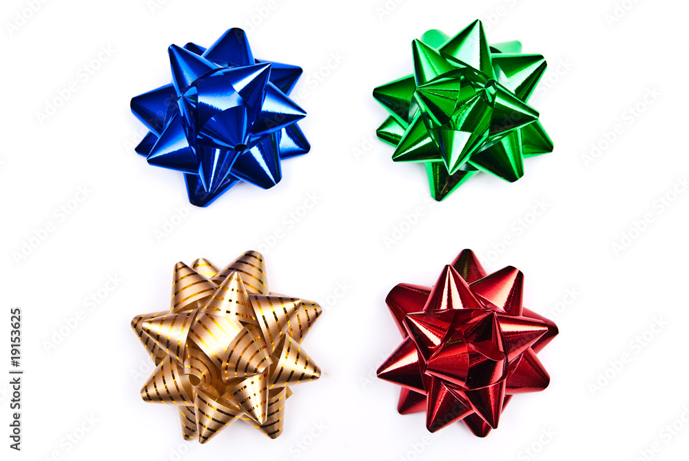 four colorful bows isolated on white background four colorful bows isolated on white background