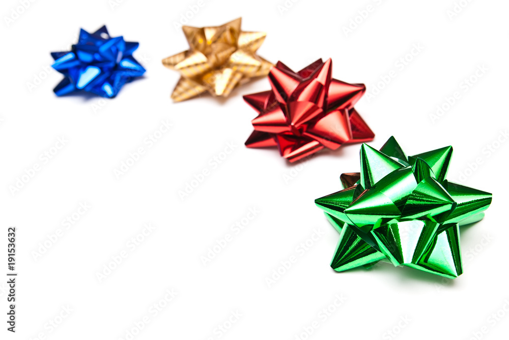 four colorful bows isolated on white background four colorful bows isolated on white background