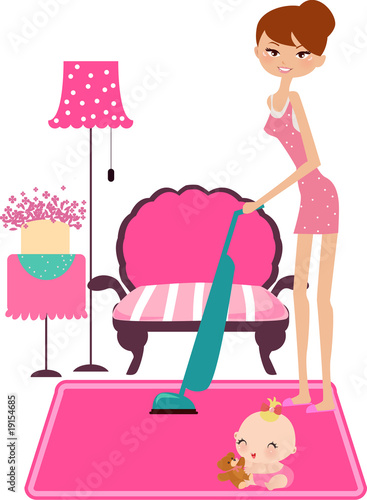 Busy house keeping woman