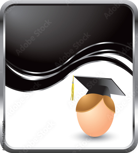 cartoon graduate boy black wave background