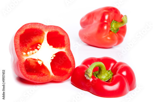 Ripe red peppers isolated on a white background