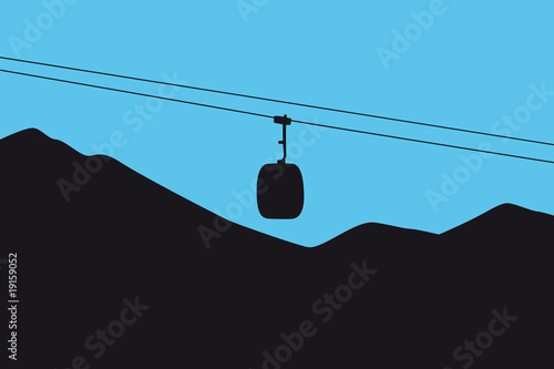 Silhouette einer Gondelbahn
