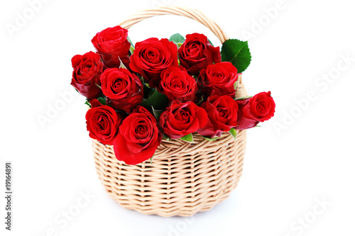 basket full of red roses