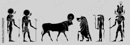 Egyptian gods, goddess and symbols - vector