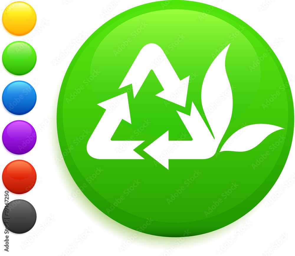 recycle icon on round internet button recycle icon on round internet button