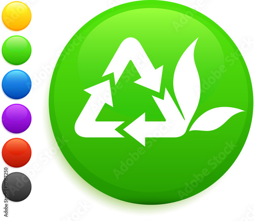 recycle icon on round internet button