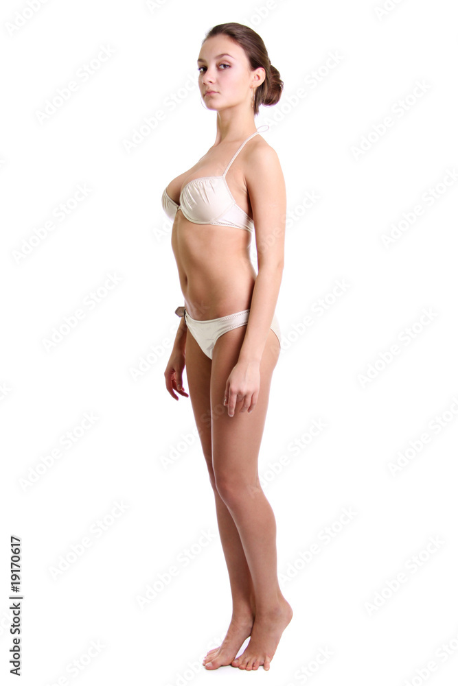 young woman in bikini, isolated on white background young woman in bikini, isolated on white background