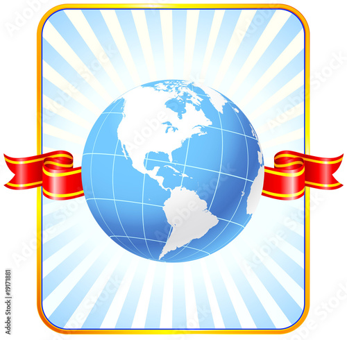 Globe with ribbon background