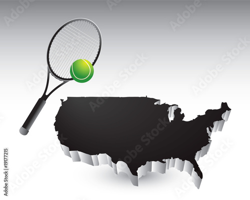 tennis racket over black united states icon