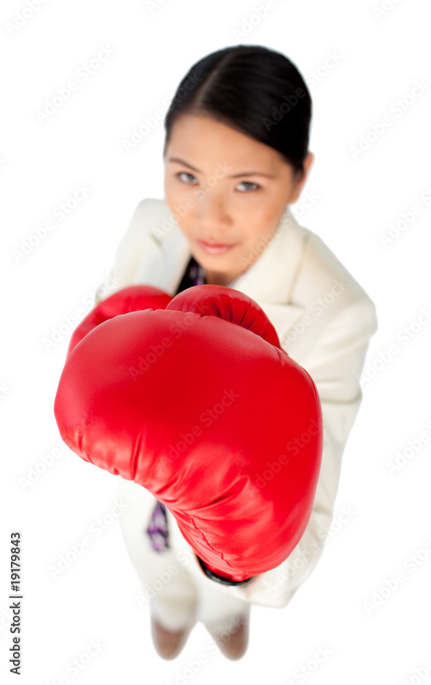 Focus on boxing gloves