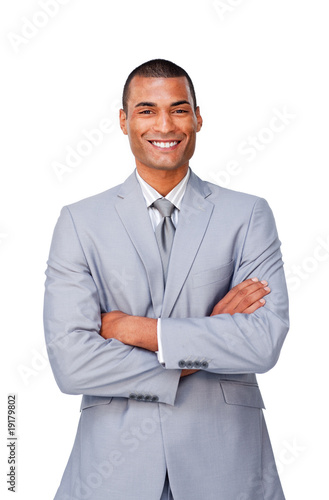 Attractive Afro-american businessman with folded arms