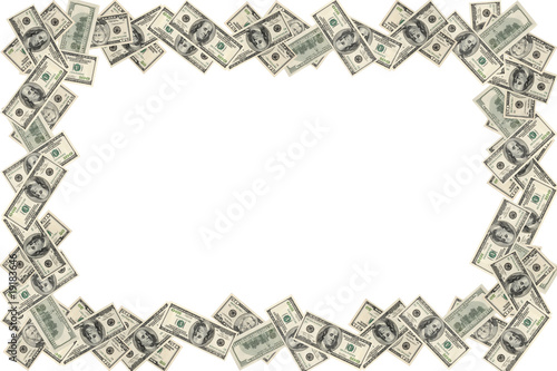 Frame of dollars on white background