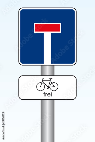 Sackgassenschild / Fahrrad frei