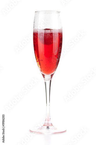Champagne with strawberry - christmas alcohol cocktail