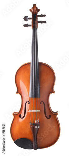beautiful vintage violin over white background