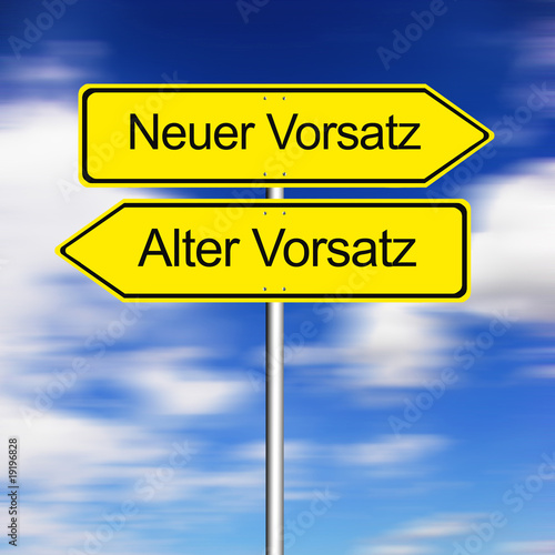 Verkehrsschild mit Silvester und Neujahrs Begriffen