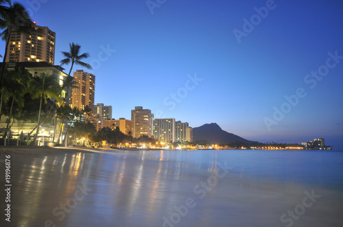 Diamond Head from the water with reflections
