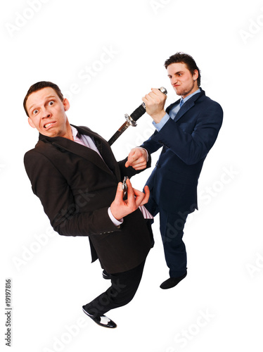 Businessman hitting the other with katana Fototapeta