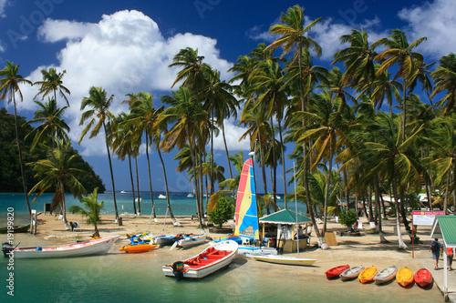Tropical Beach on Marigot bay-St. Lucia photo