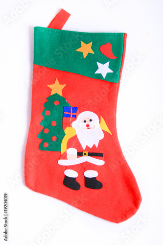 Bright Red Christmas Stocking On White Background