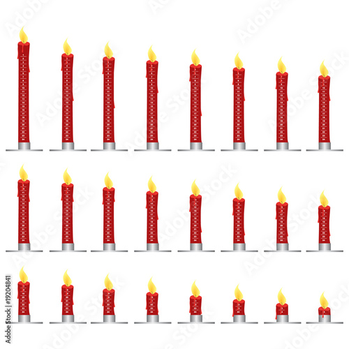 Kerze als Adventskalender (1. - 24. Dezember)