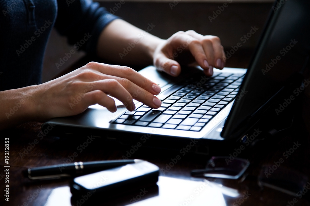 Female hands typing Female hands typing